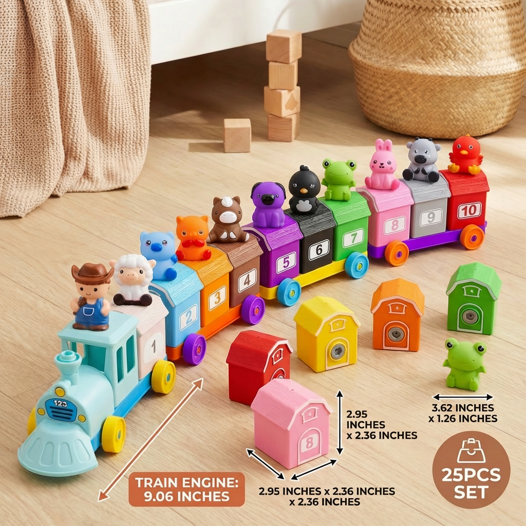 Montessori Farm Learning Train Toy for Children