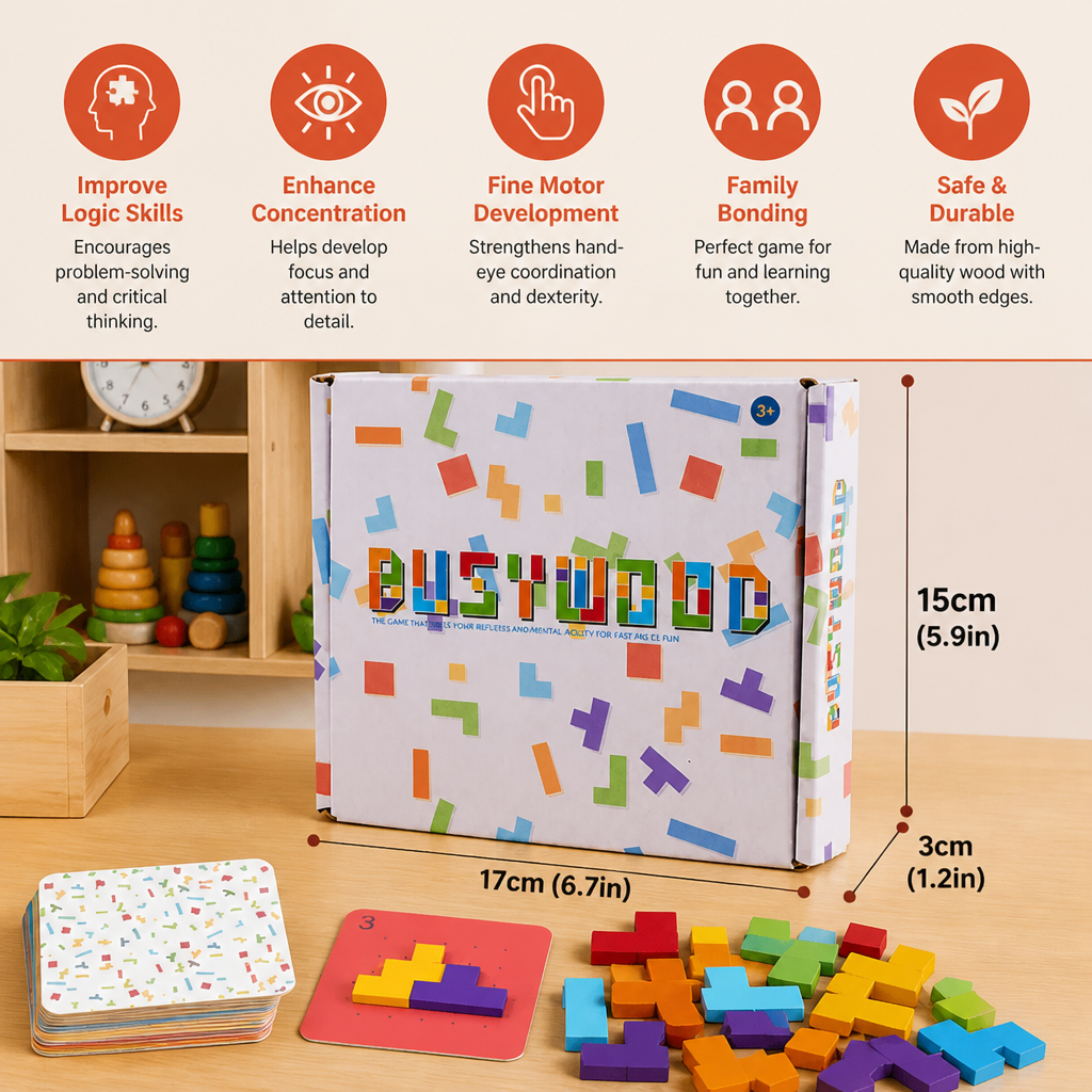 Wooden Shape Matching Puzzle Family Game