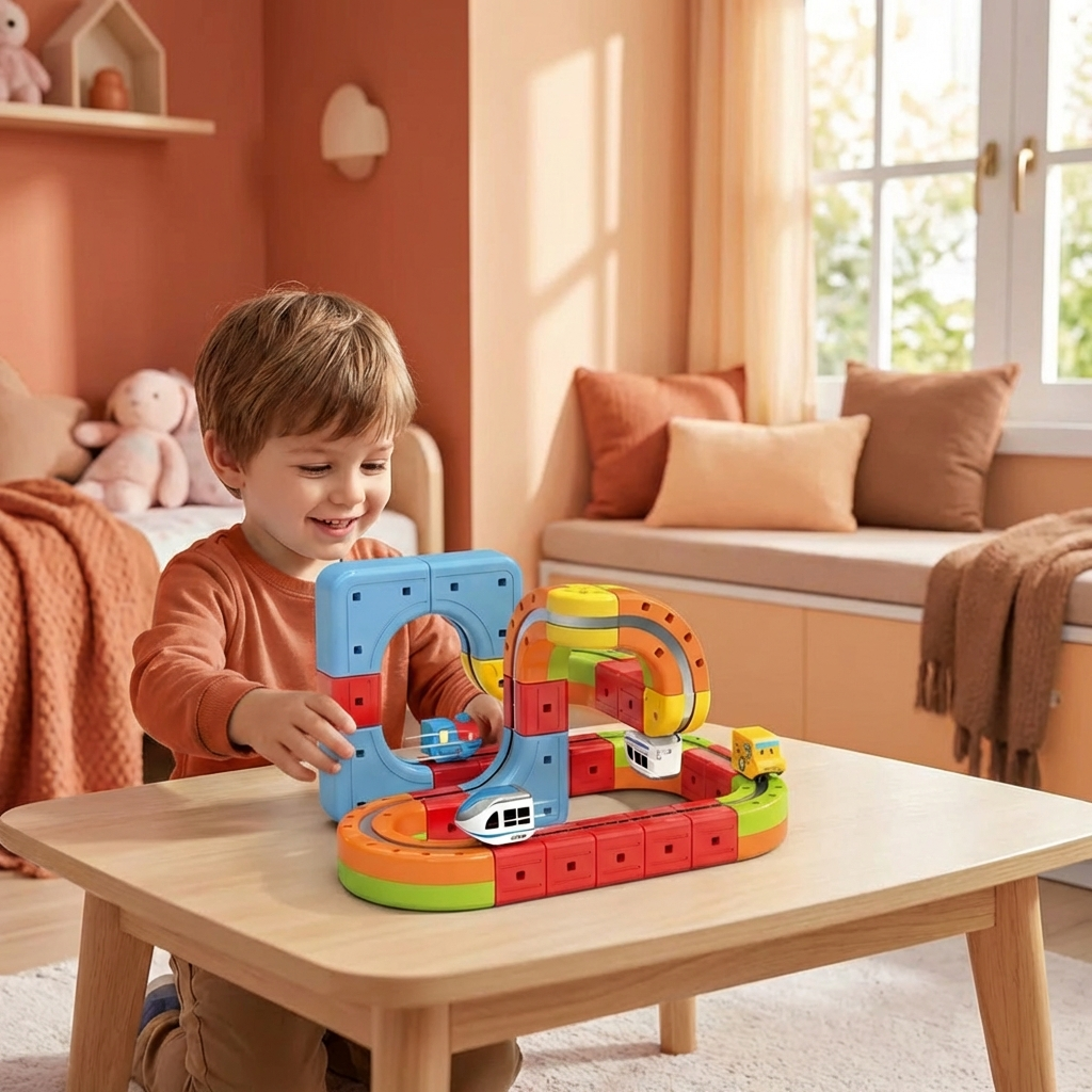 Magnetic Cube Tracks Train Children's Toy