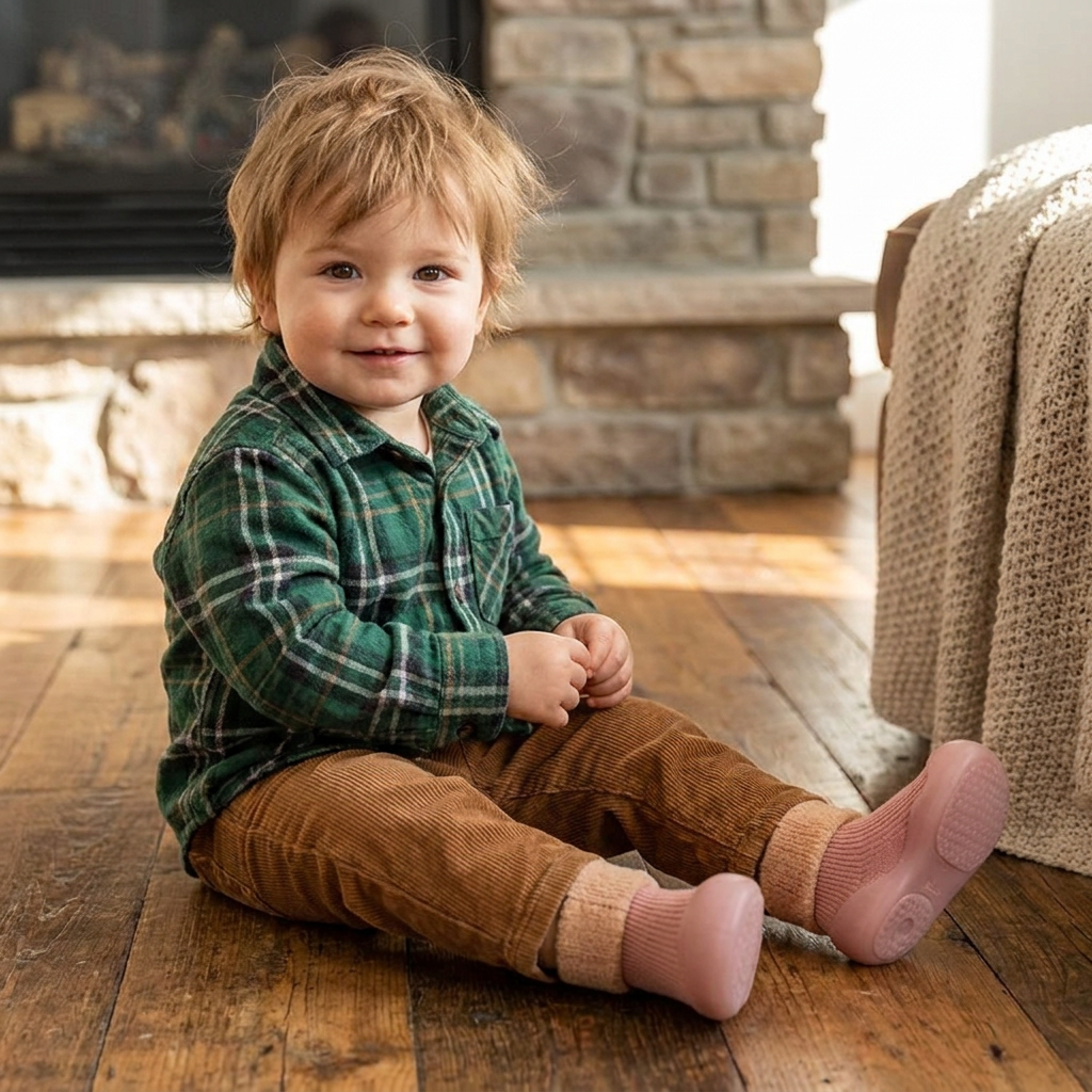 Warm Baby Walking Sock Shoes with Soft Non-Slip Soles
