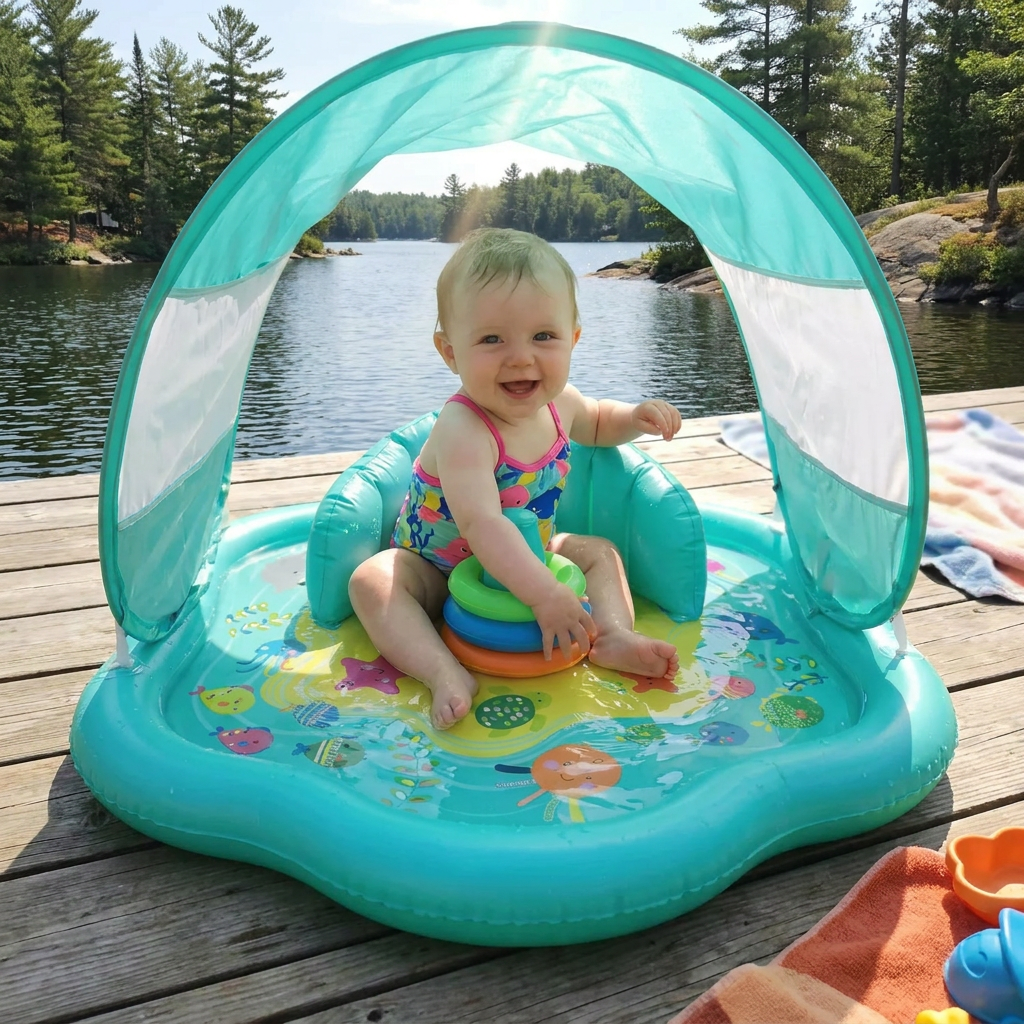 Inflatable Baby Splash Play Mat with Canopy – Water Play & Sun Protection for Toddlers