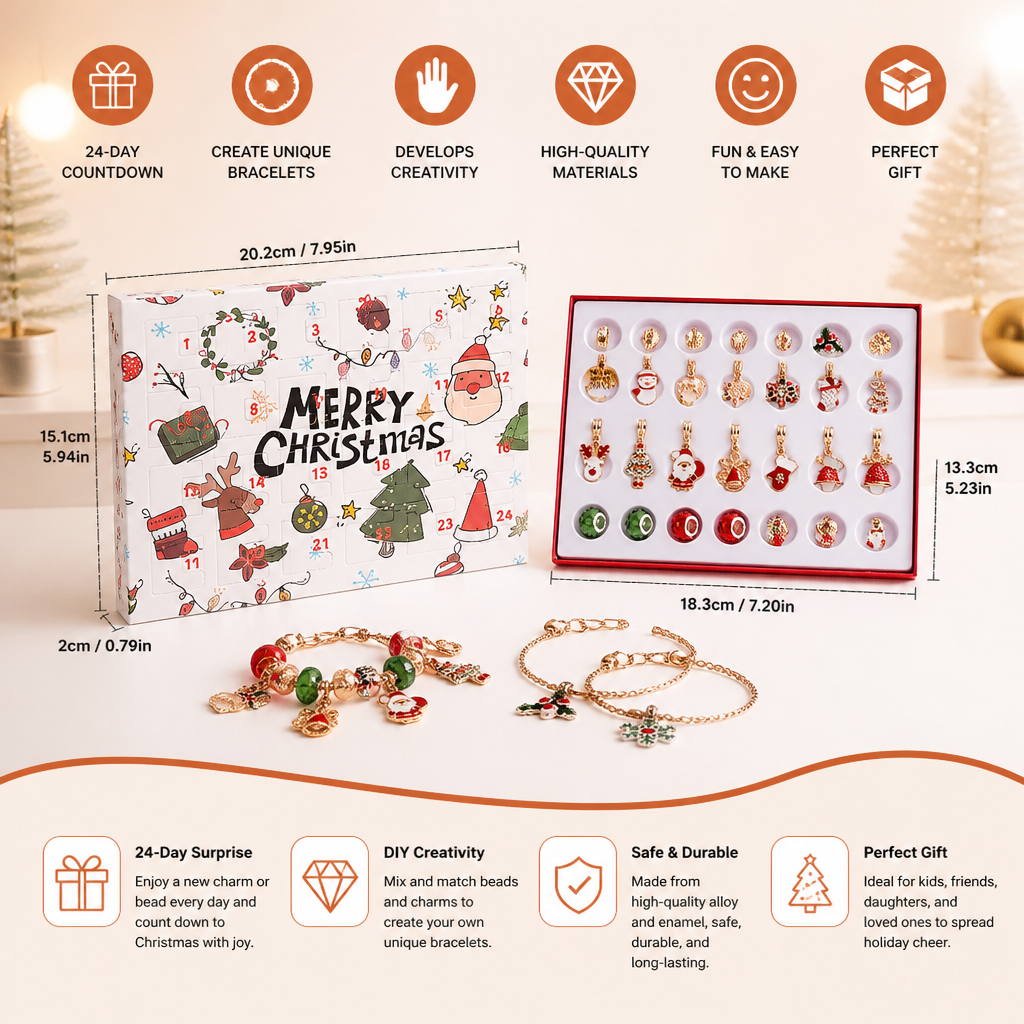 24-Day Christmas Bracelet Advent Calendar β DIY Jewelry-Making Kit for Girls
