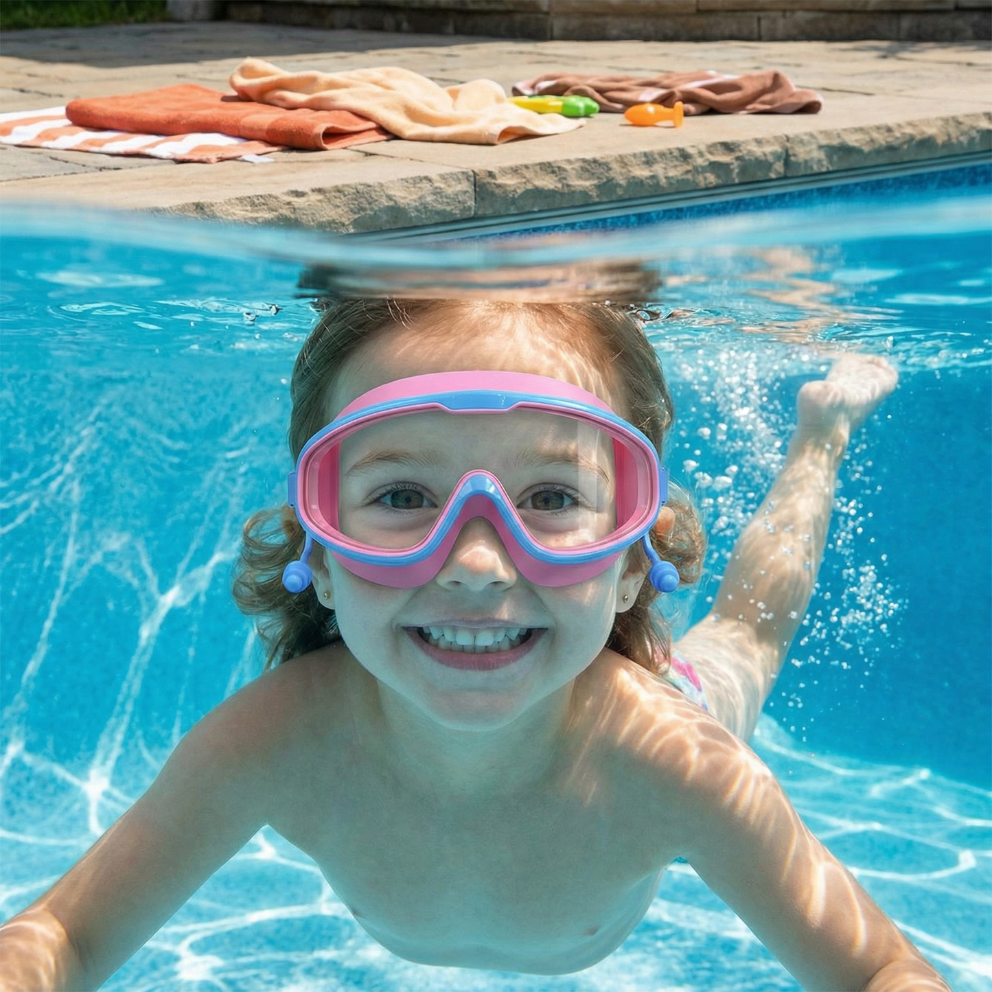 Child-Friendly Swim Goggles with Large Frames and Anti-Fog System