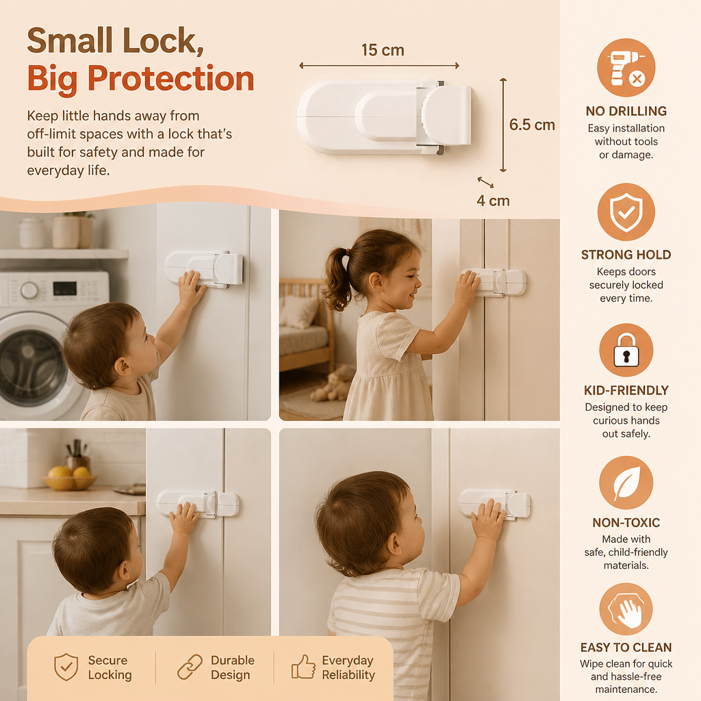 No-Drill Child Safety Door Lock