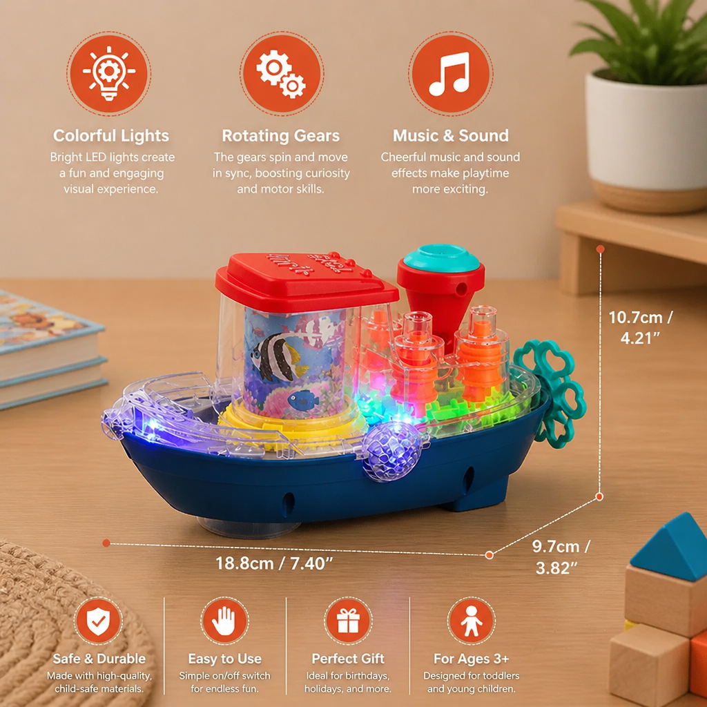 Light-Up Gear Boat β Musical Electric Toy Boat for Kids