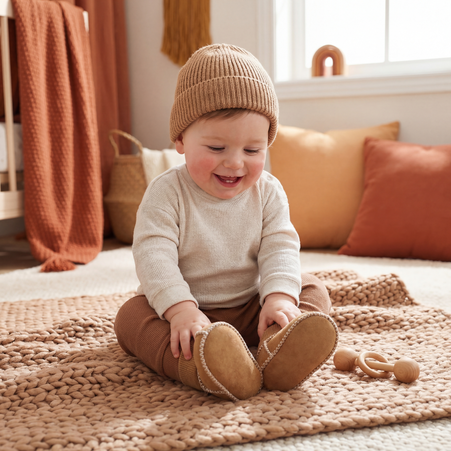 Lined Baby Winter Socks and Shoes in Suede Look
