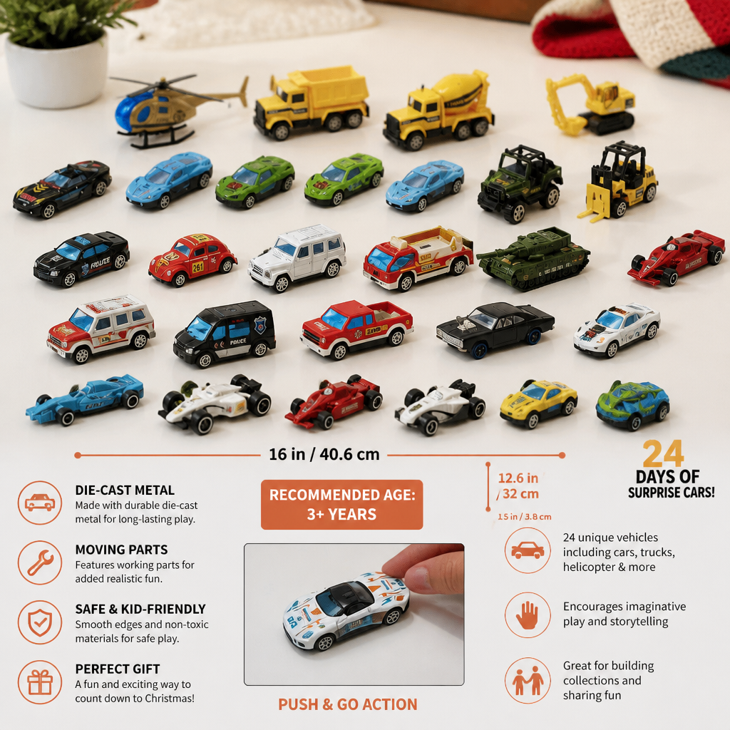 Christmas Die-Cast Car Advent Calendar for Kids