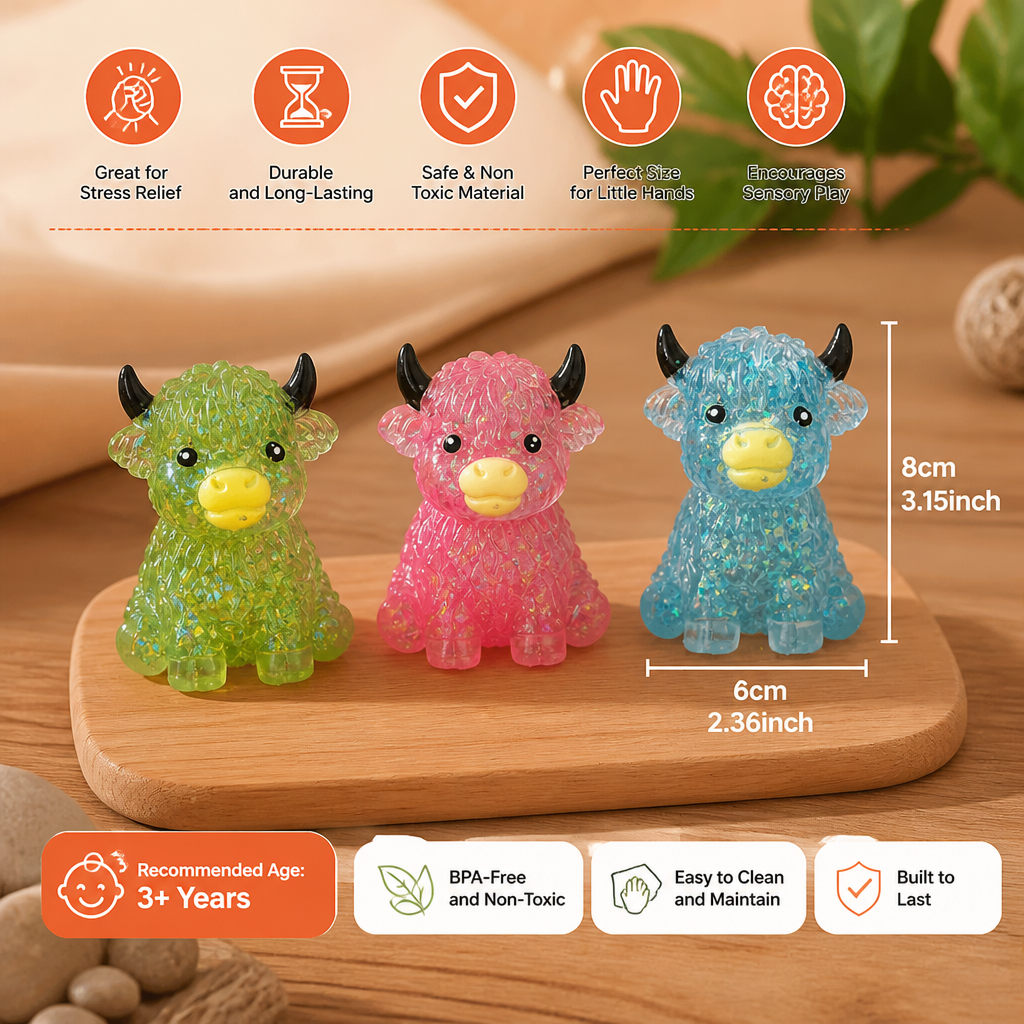 Mini Highland Cow Squishy Stress Relief Toy