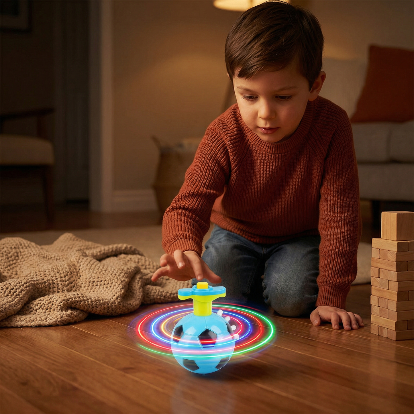 Glowing LED Soccer Spinning Top