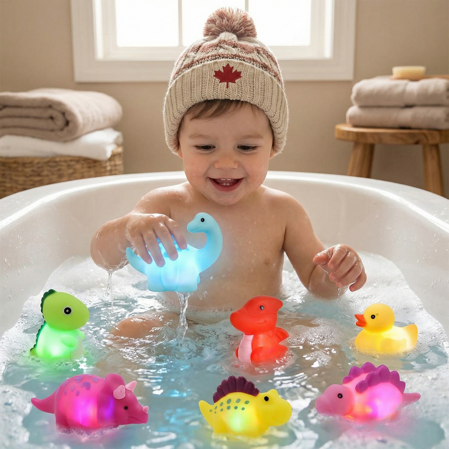 Light-up bath dinosaur toy