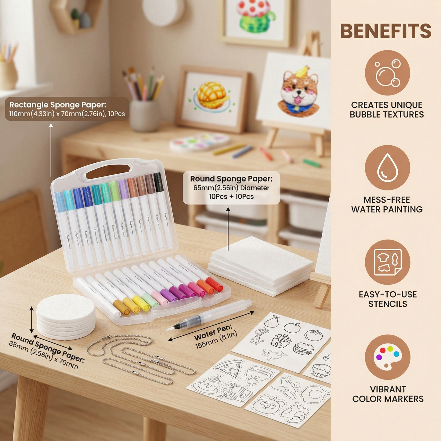 Creative Sponge Painting Art Set for Kids – DIY Bubble Effect Craft Kit