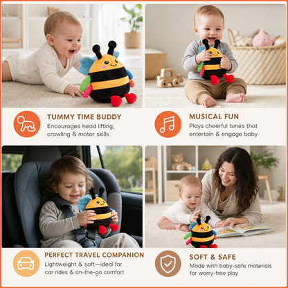 Interactive Musical Tummy Time Bee Plush Toy