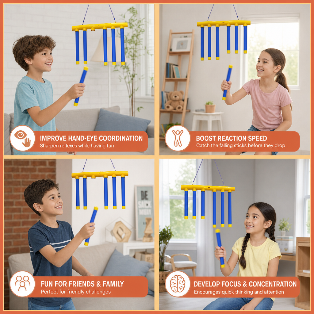 Falling Sticks Reflex Challenge Game – Hand-Eye Coordination Toy