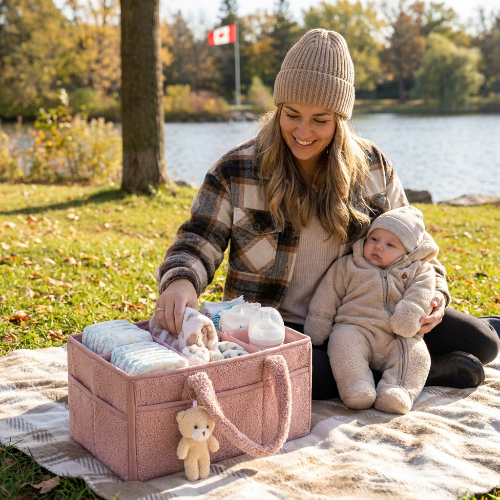 Plush Sherpa Baby Diaper Caddy – Storage Basket for Nursery & Changing Table