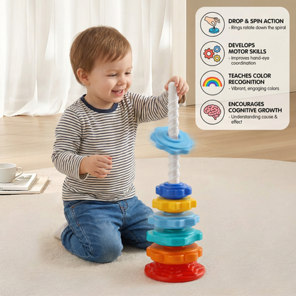 Rainbow Rotating and Coloring Tower Toy