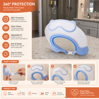 Adjustable Baby Water & Shampoo Visor with 360° Eye & Ear Protection