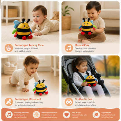 Interactive Musical Tummy Time Bee Plush Toy