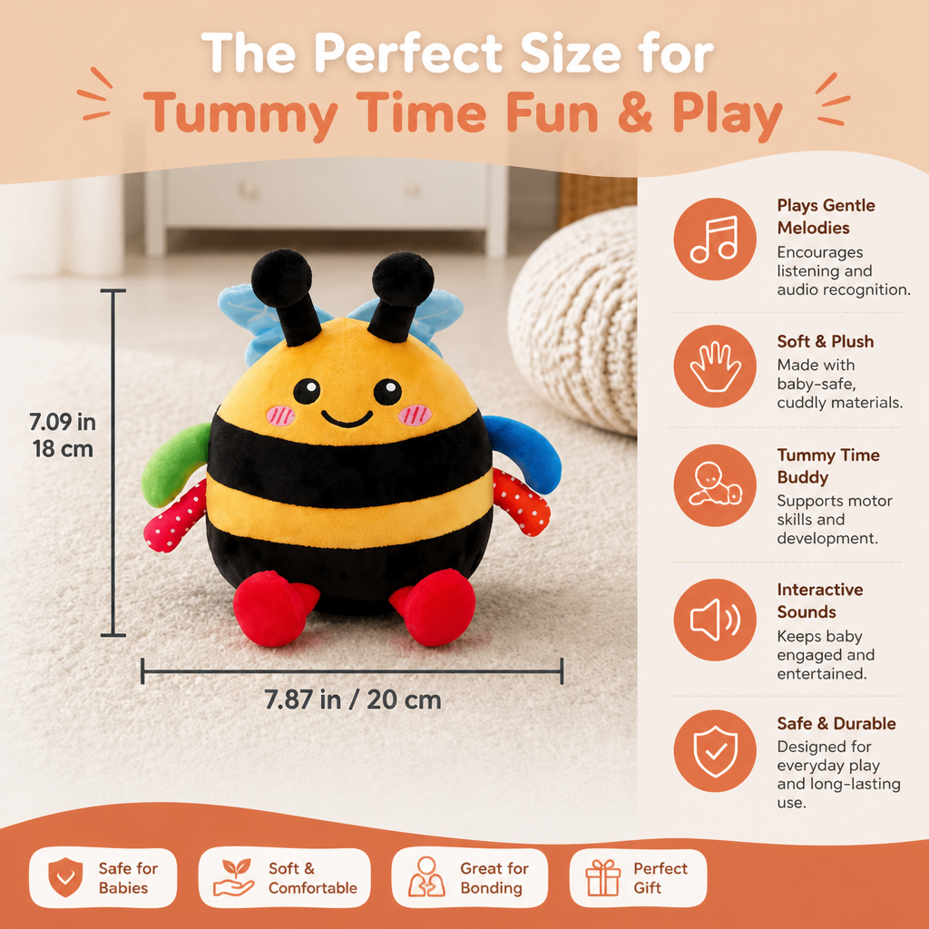 Interactive Musical Tummy Time Bee Plush Toy