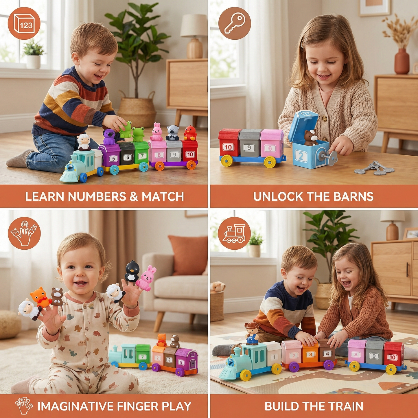 Montessori Farm Learning Train Toy for Children