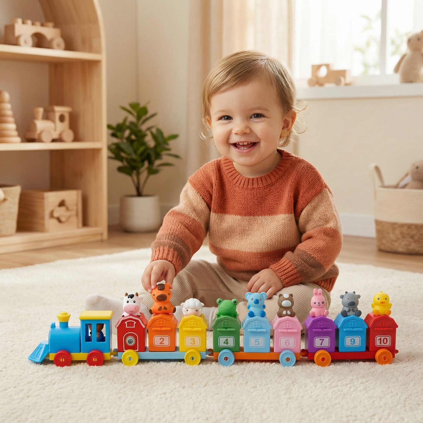 Montessori Farm Learning Train Toy for Children
