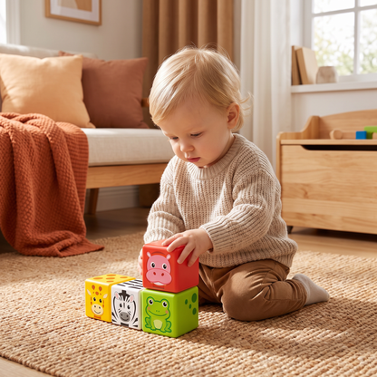 Toddler-Safe 4.2 cm Safari Animal Magnetic Building Cubes – STEM Learning Blocks