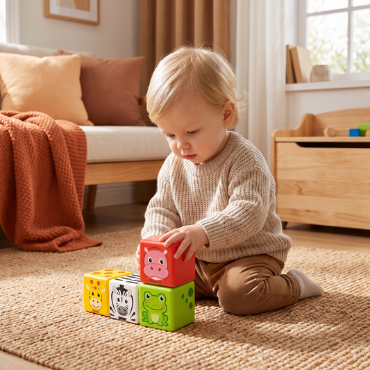 Toddler-Safe 4.2 cm Safari Animal Magnetic Building Cubes – STEM Learning Blocks