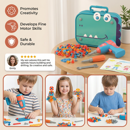 Handyman Construction Set for Children in Cute Dino Design