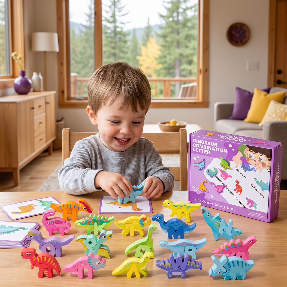 52-teiliges Montessori-3D-Alphabet-Bausteinset