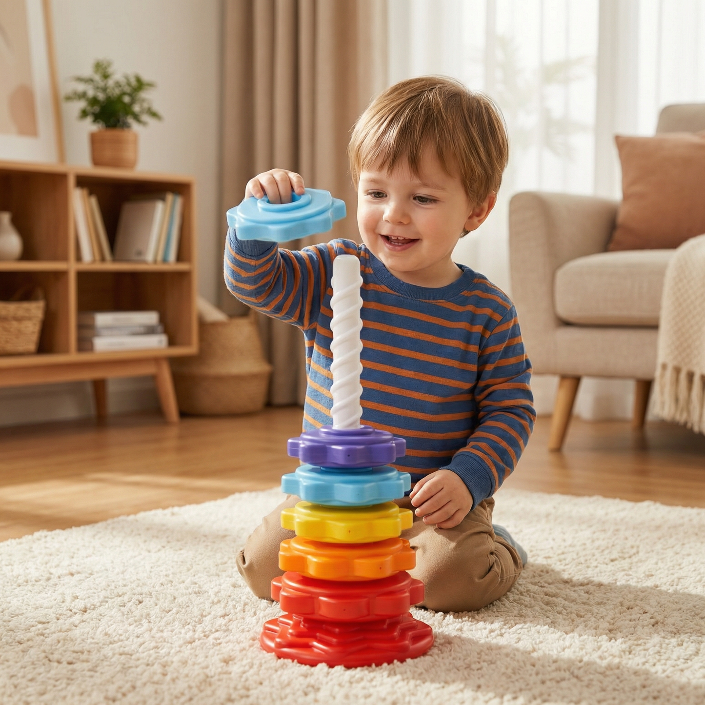 Rainbow Rotating and Coloring Tower Toy