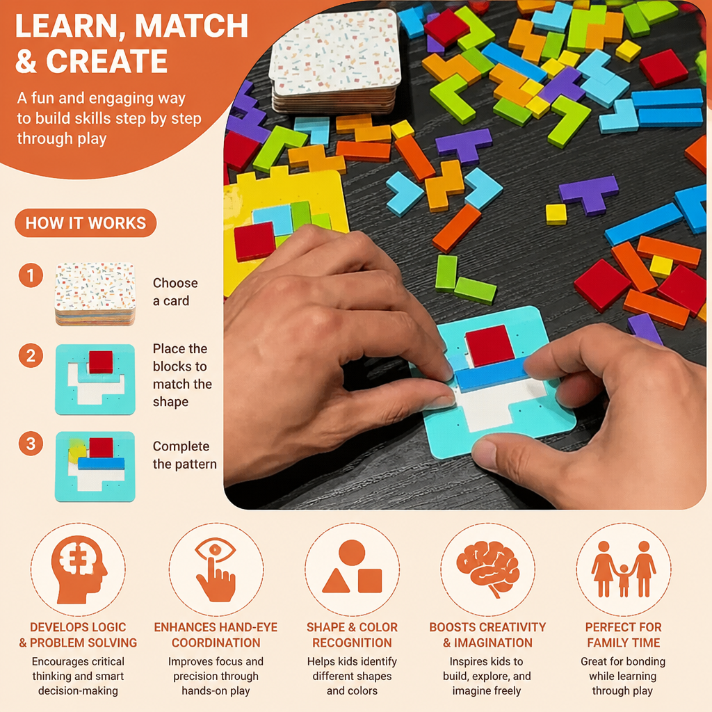Wooden  Shape Matching Puzzle Family Game