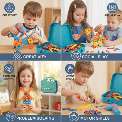 Handyman Construction Set for Children in Cute Dino Design