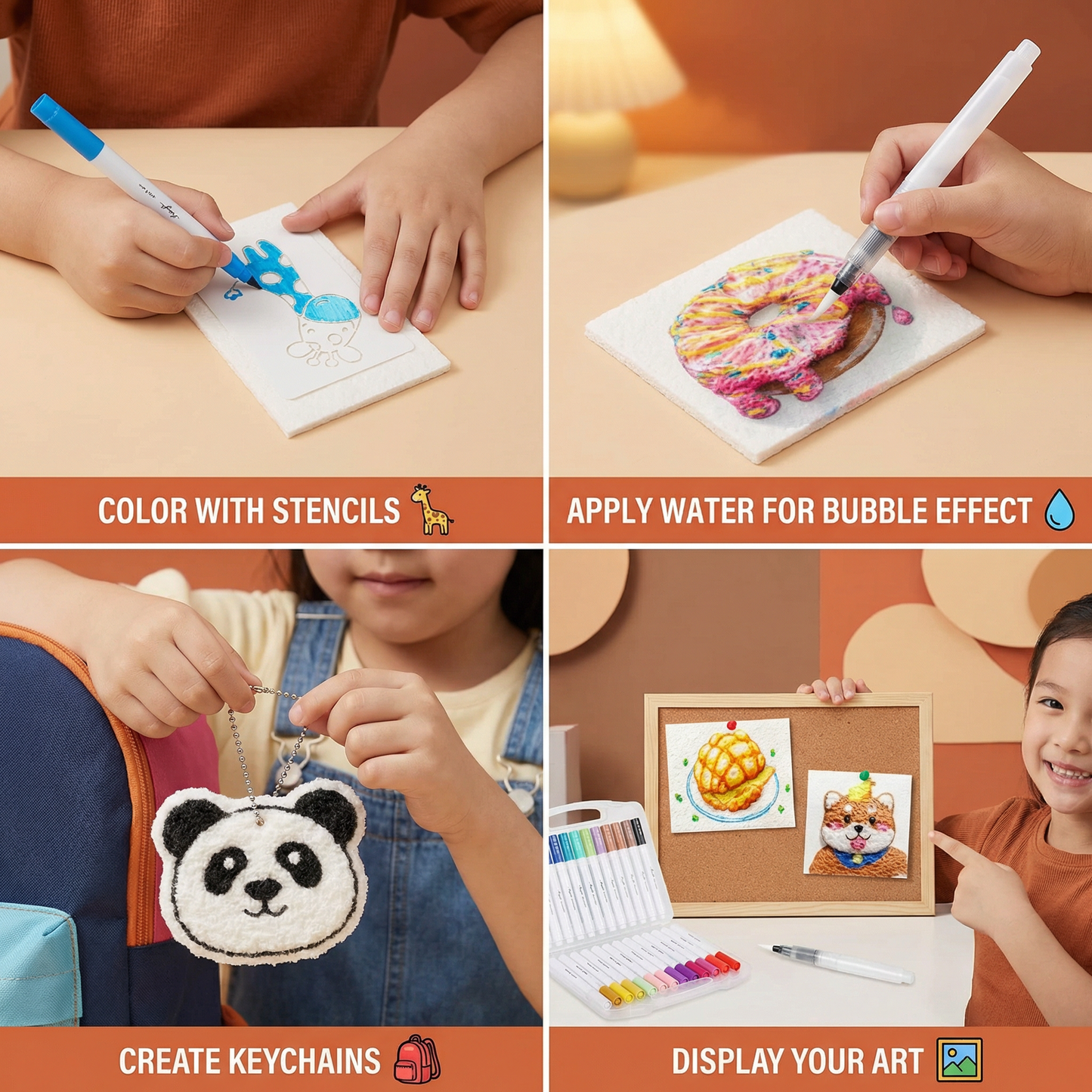 Creative Sponge Painting Art Set for Kids – DIY Bubble Effect Craft Kit