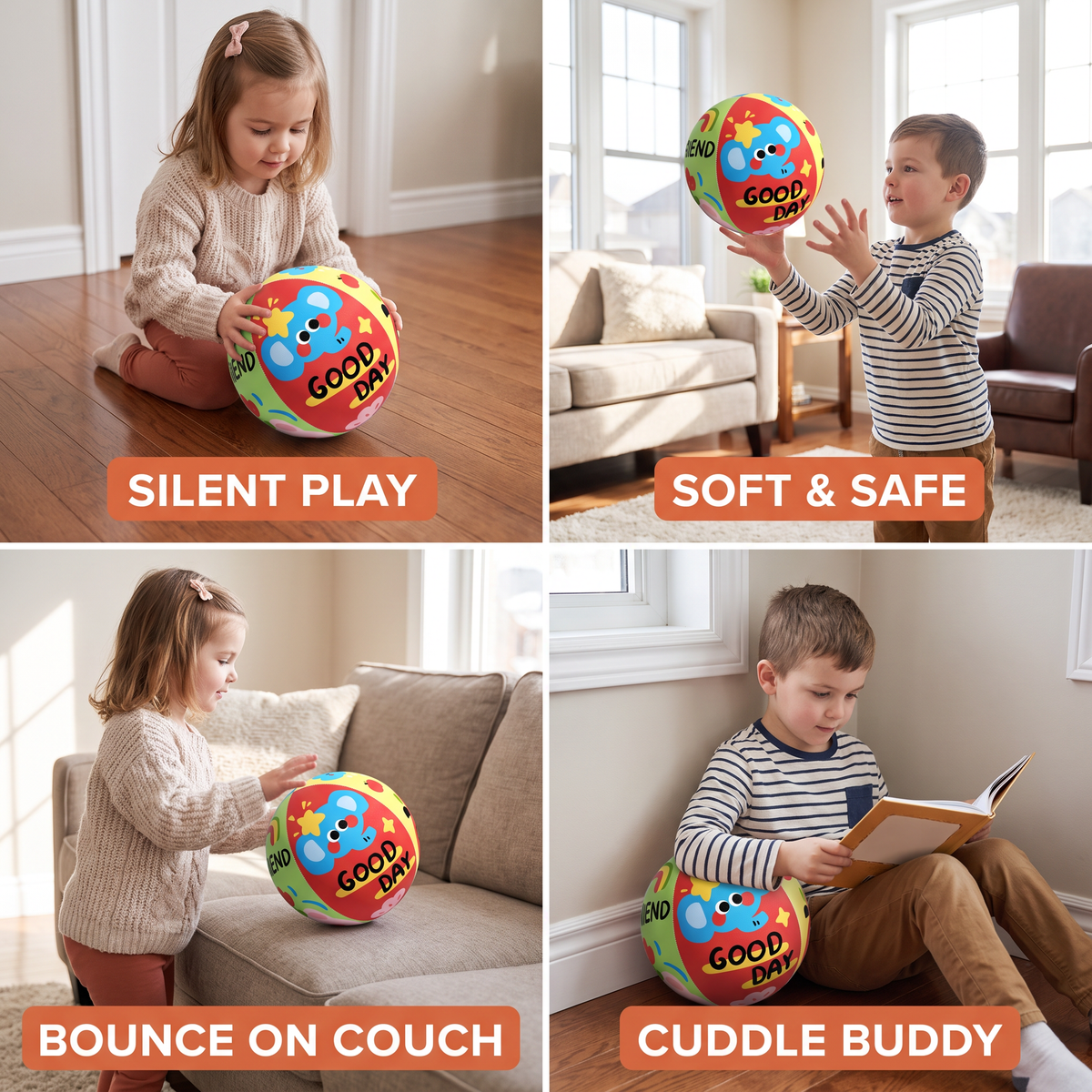 Soft & Safe Silent Indoor Play Ball for Kids