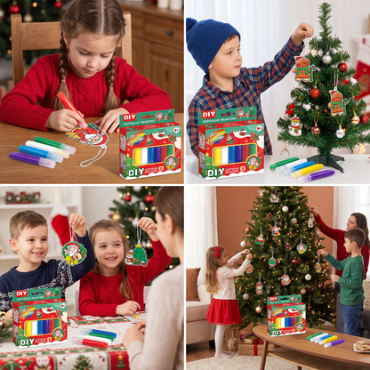 DIY Christmas No-Bake Glue Painting Ornament Craft Kit for Kids