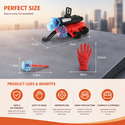 Superhero Web Launcher Glove Set – Wrist String Shooter with Suction Darts