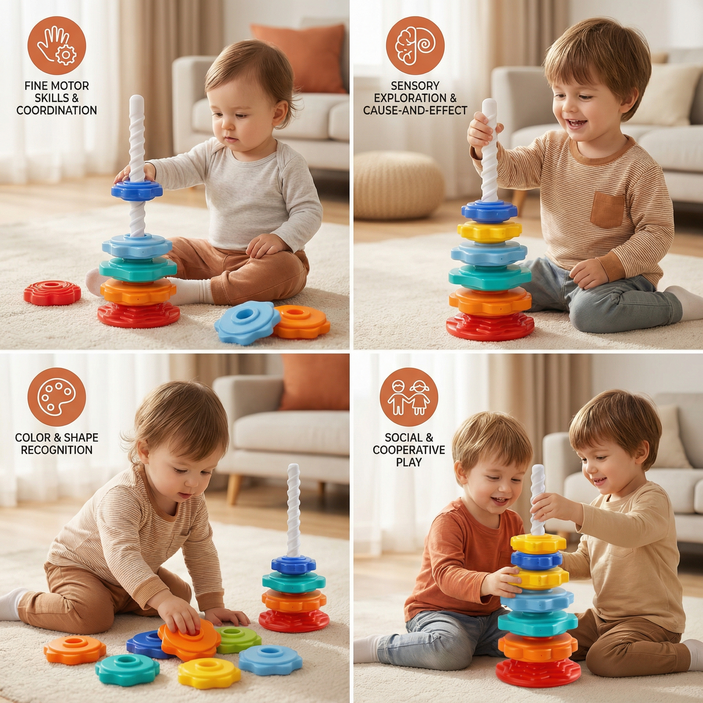 Rainbow Rotating and Coloring Tower Toy