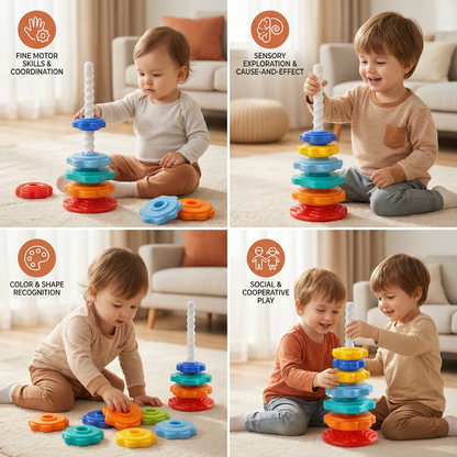 Rainbow Rotating and Coloring Tower Toy