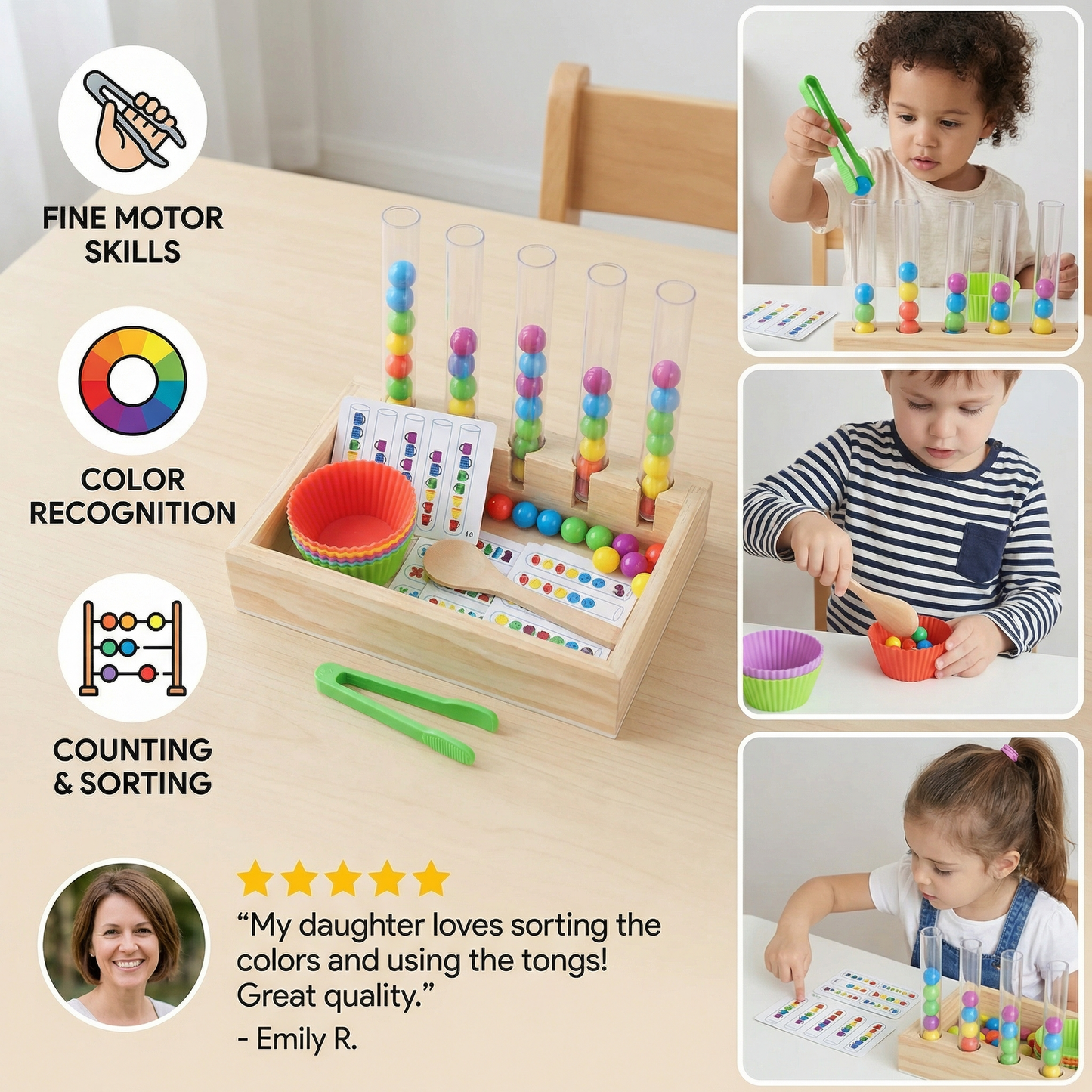 Montessori Test Tube Colors and Numbers Play and Learning Set
