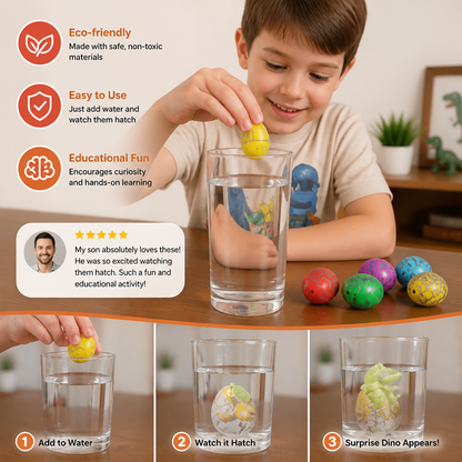 Hatching Dinosaur Egg Kit – Grow-in-Water Dino Eggs with Surprise Toys
