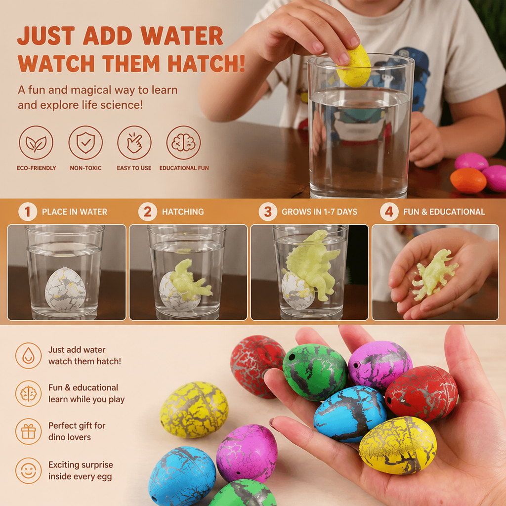 Hatching Dinosaur Egg Kit – Grow-in-Water Dino Eggs with Surprise Toys