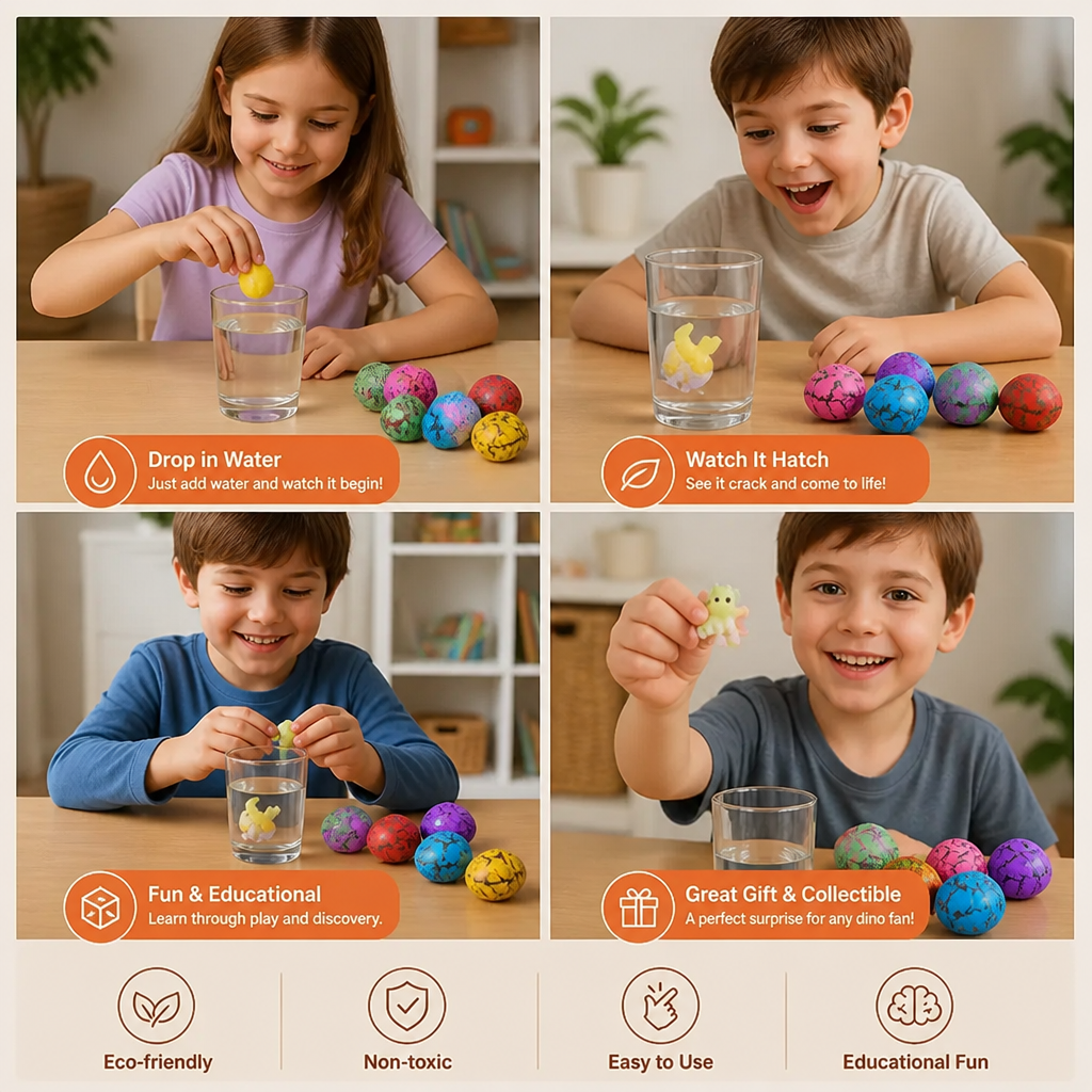 Hatching Dinosaur Egg Kit – Grow-in-Water Dino Eggs with Surprise Toys
