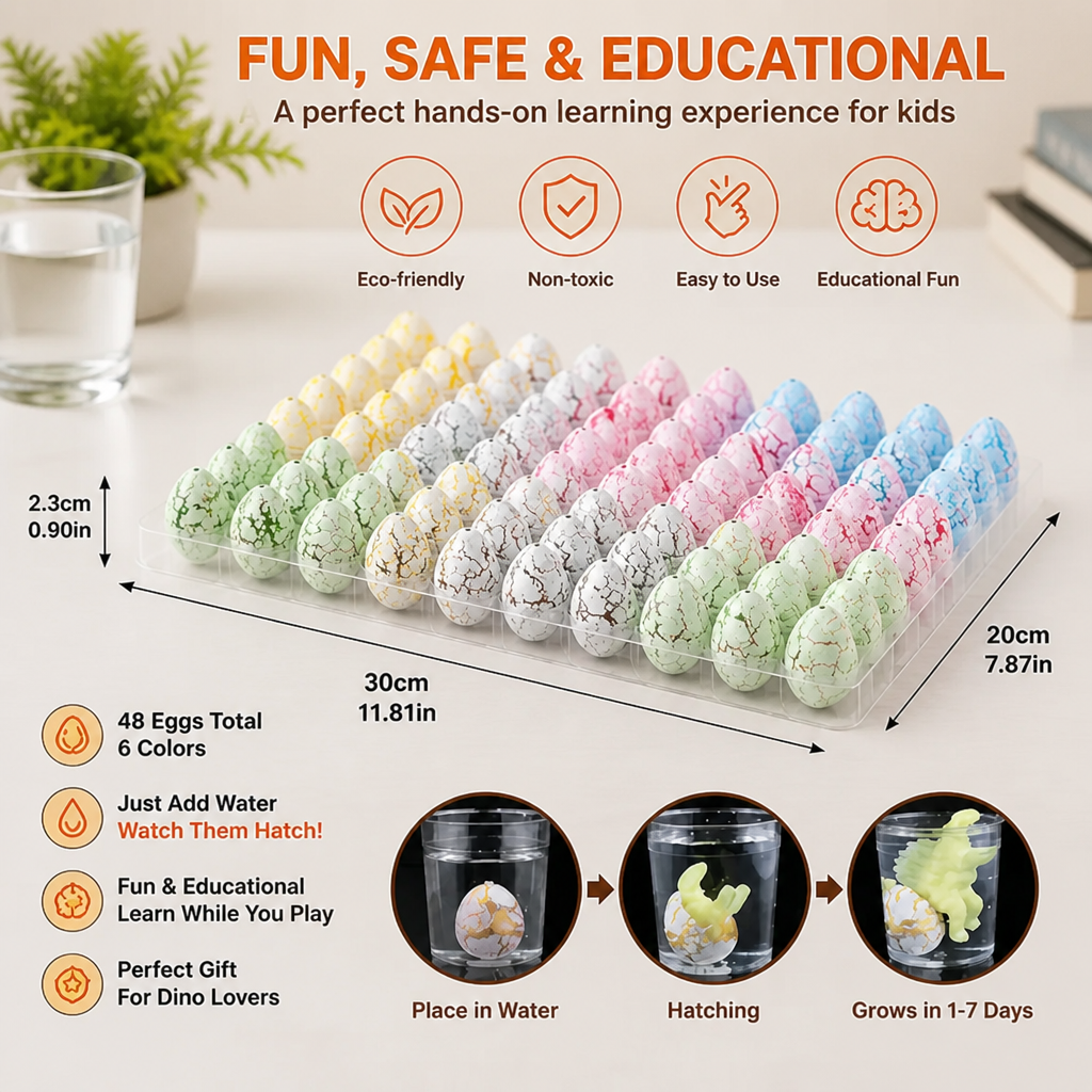 Hatching Dinosaur Egg Kit – Grow-in-Water Dino Eggs with Surprise Toys