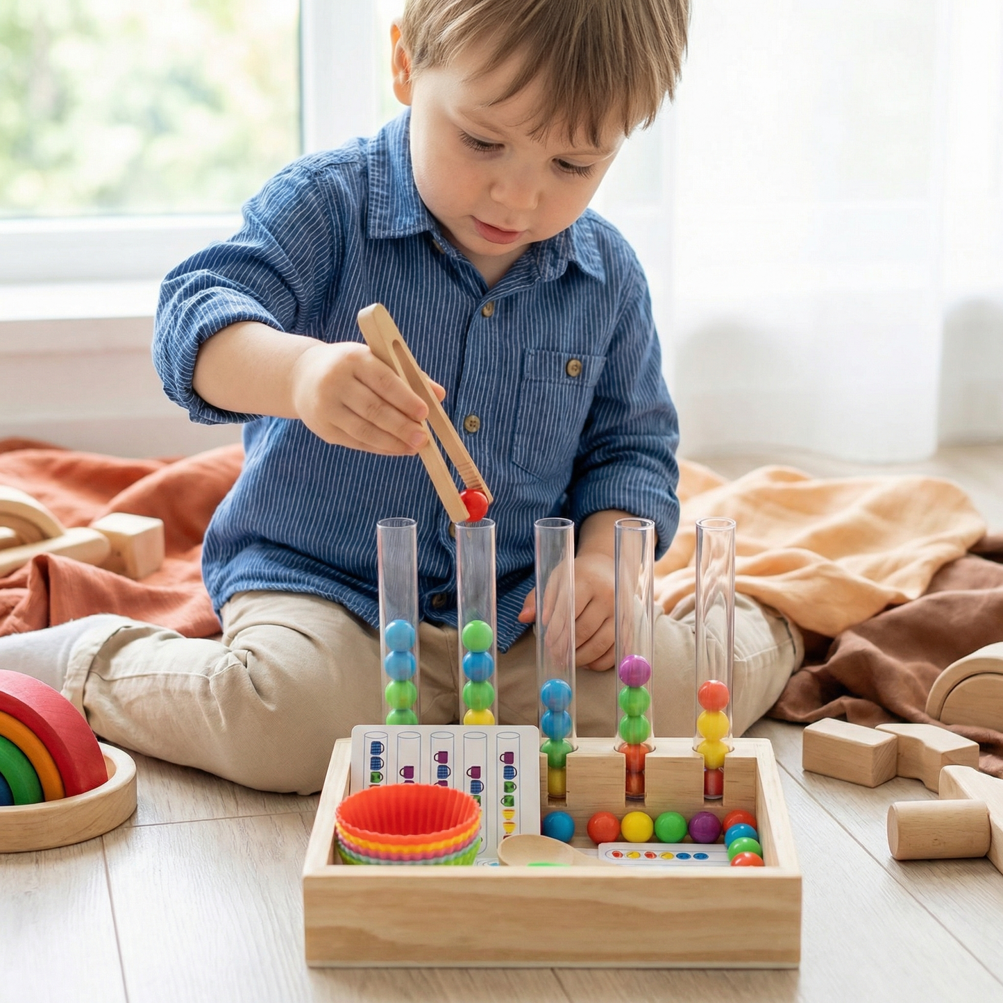 Montessori Test Tube Colors and Numbers Play and Learning Set