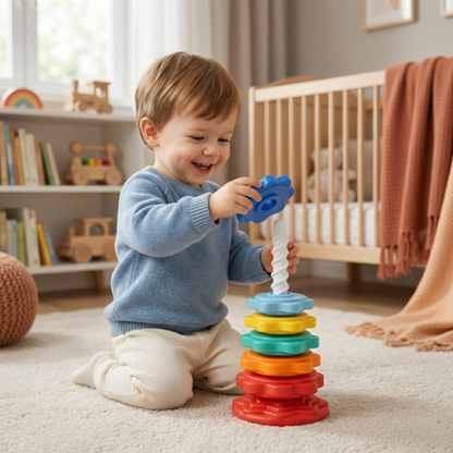 Rainbow Rotating and Coloring Tower Toy