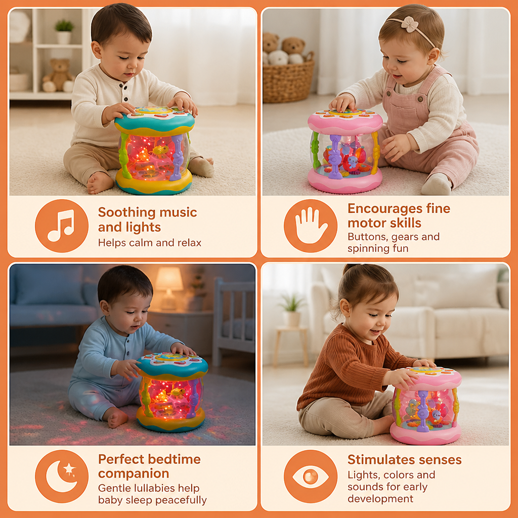 Interactive Musical Toy with Lights – Montessori Sensory & Soothing Lullaby Toy