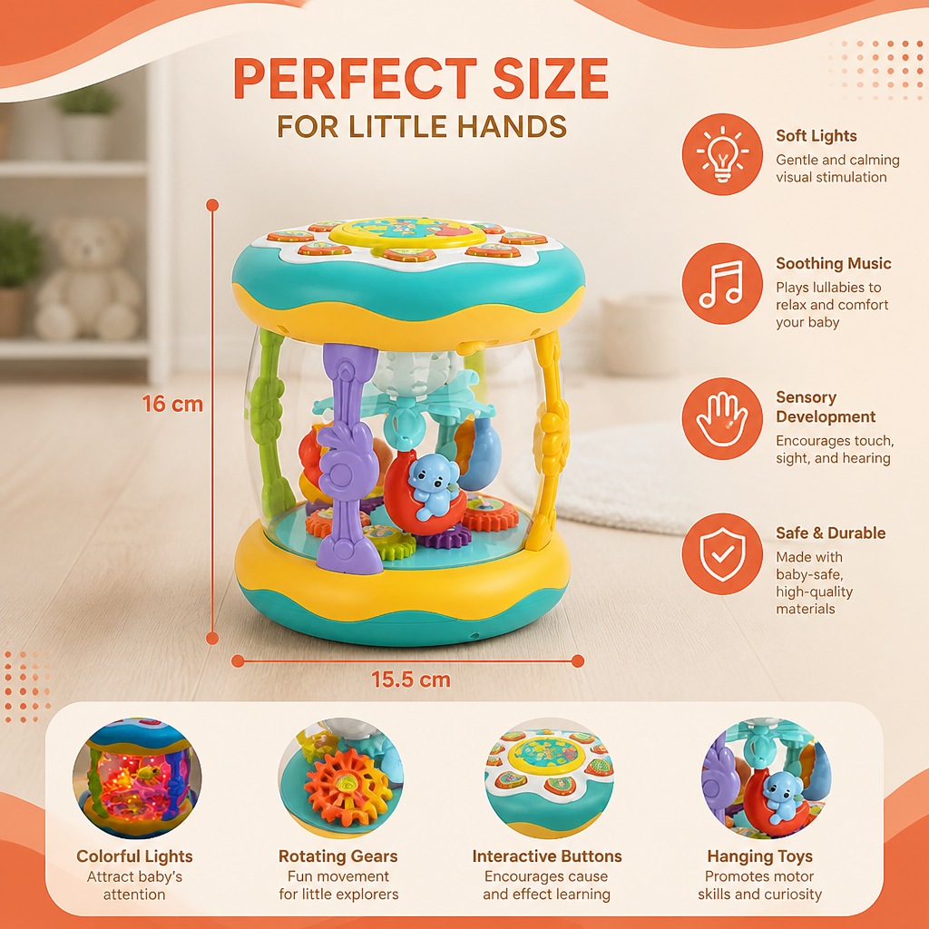 Interactive Musical Toy with Lights – Montessori Sensory & Soothing Lullaby Toy