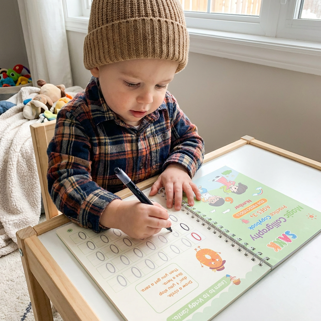 Magic Reusable Grooved Handwriting Practice Books with Disappearing Ink Pens