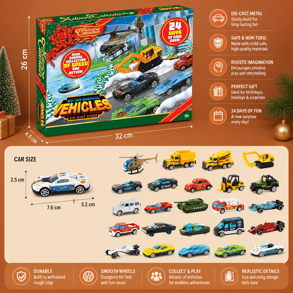Christmas Die-Cast Car Advent Calendar for Kids