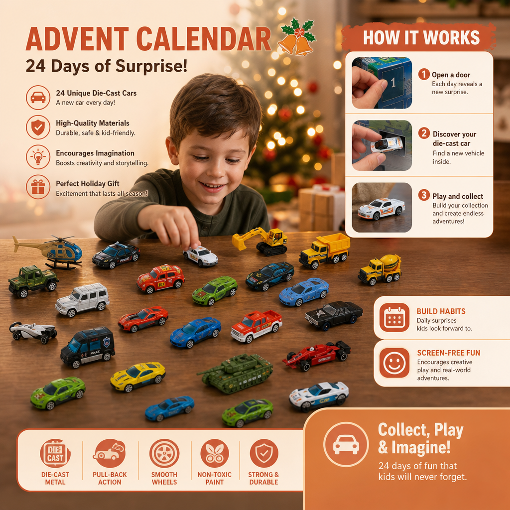 Christmas Die-Cast Car Advent Calendar for Kids