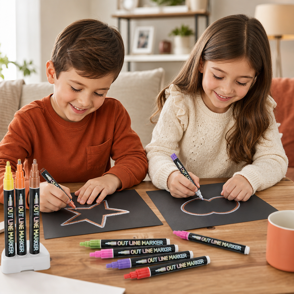 Outline Shimmer & Metallic Glitter Marker Set